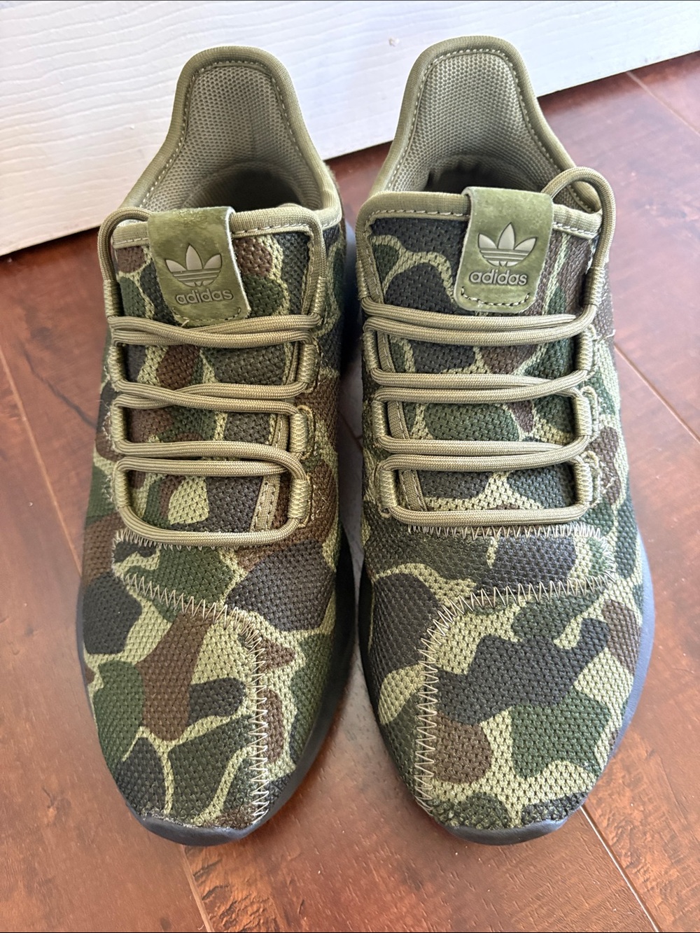 adidas Green Camo Knit Slip-On Sneakers